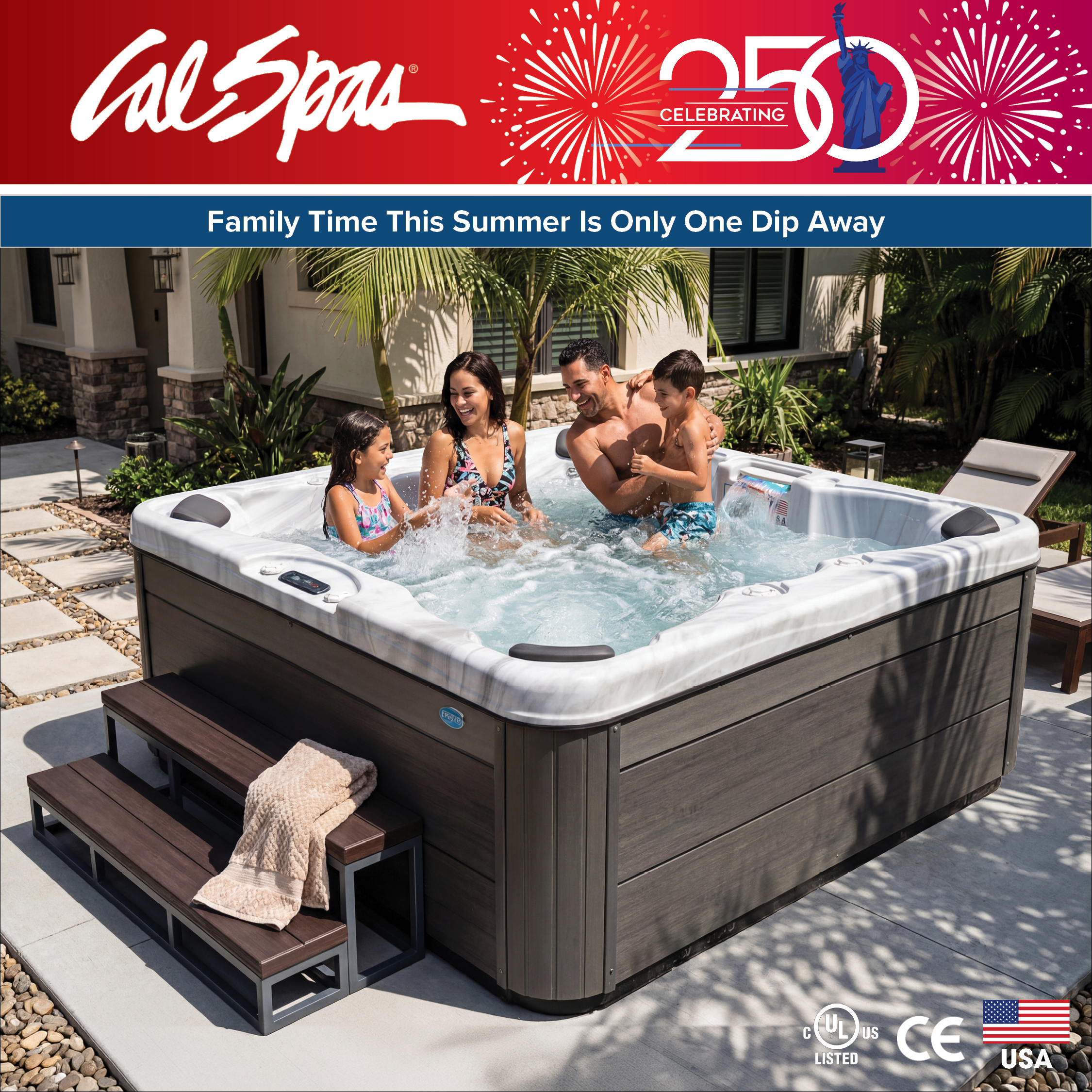 Calspas hot tub being used in a family setting - West Covina